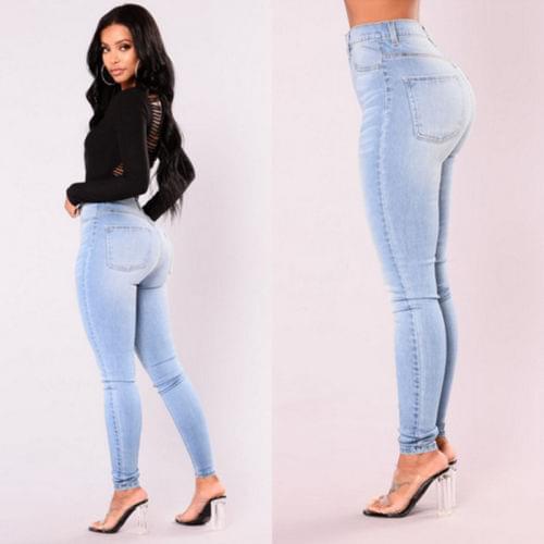 Fashion Autumn Women High Waist Skinny Tight Long Jeans Pencil Stretch Denim Ladies Pants Trousers Plus Size 2XL