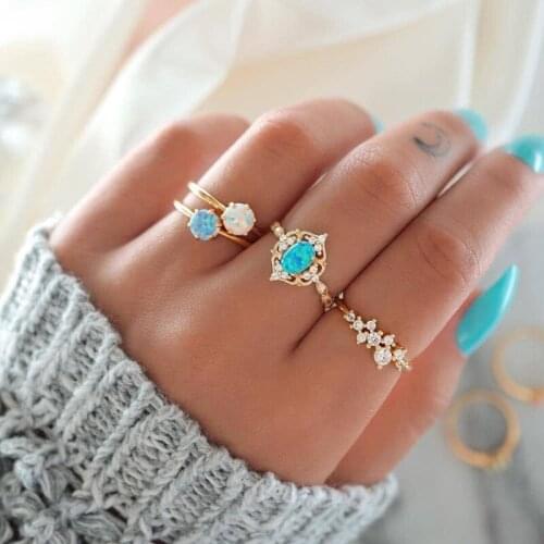 Trendy Personalized Accessories Ring Color Opal Ring Fashion Color Diamond Ring Female Jewelry Gift
