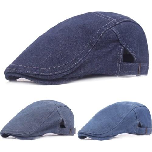 Men’s Denim Berets Hat Simple Adjustable Visor Hats Golf Newsboy Cap New Stylish HATCS0387