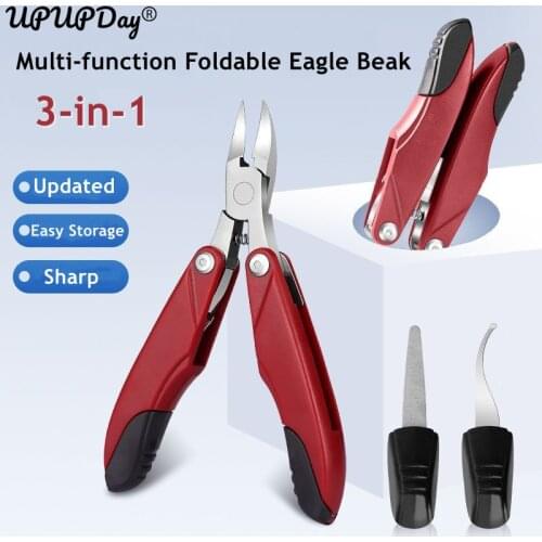 Collapsible Nail Clipper 3-in-1 Manicure Set Stainless Steel Ingrown Nails Removal Cutter Scissor Pedicure Nippers Tools Cuticle