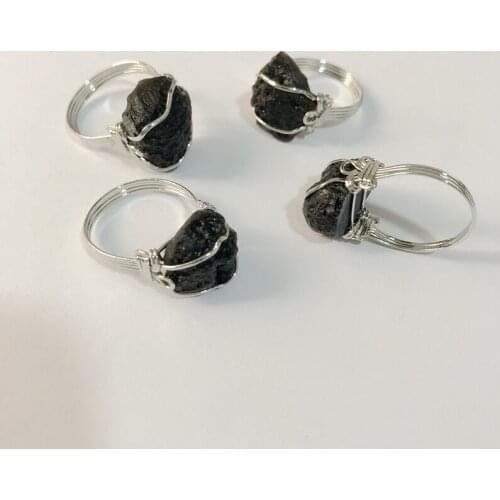 Natural aerolite Ring,aerolite Gem jewelry finger ring 5pcs/lot size 8