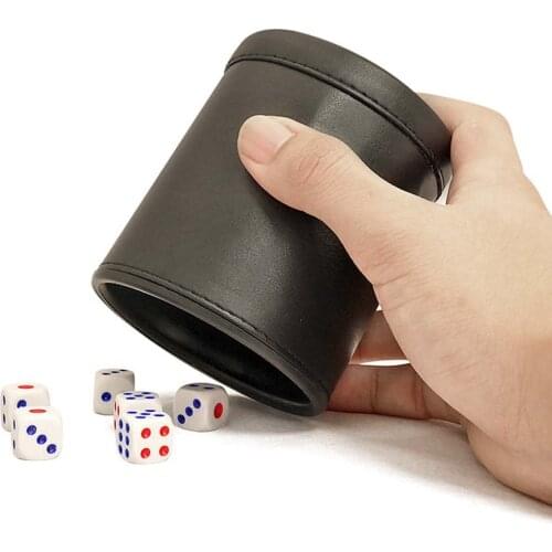 New Black PU Leather Dice Cup Solid Color Manual Dice Cup Bar Party Dice Game Accessories (Without Tray Or Dice) Wholesale