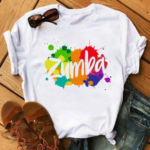 New Zumba Print Women T-shirt Dance Graphic Top Female T Shirts 90s Harajuku Streetwear O-neck Ladies Tees Tops Clothing