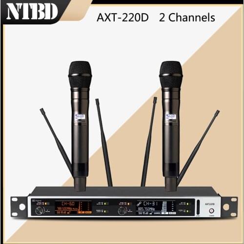 NTBD Stage Performance Home KTV AXT220D True Diversity Professional Dual Wireless Microphone System a 2 Wireless Microphone