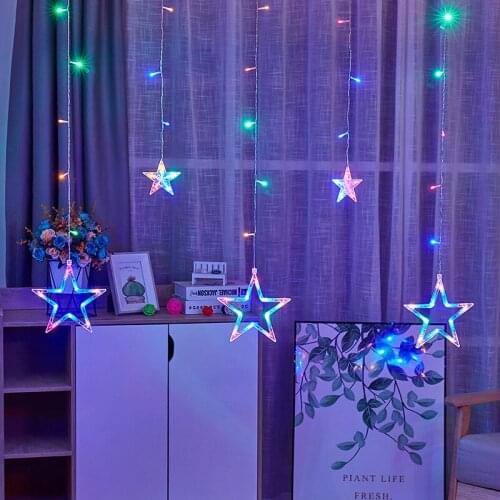 Christmas Tree Star Moon Curtain Lights Elk Ornaments Wedding Birthday Party Interior Decoration 5 Styles Multi Color