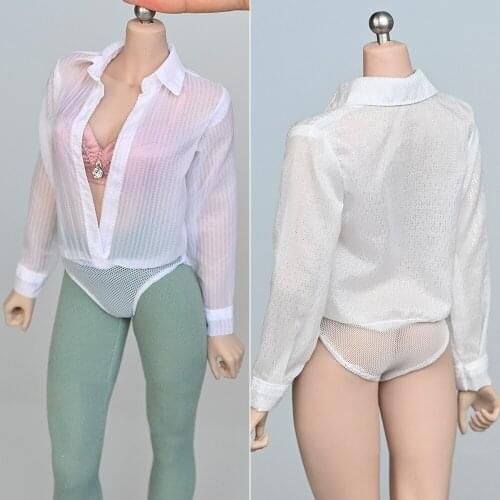 1/6 Scale Female Soldier Sexy jumpsuit Lightweight Translucent Shirt for 12 inch Action Figure Body Model