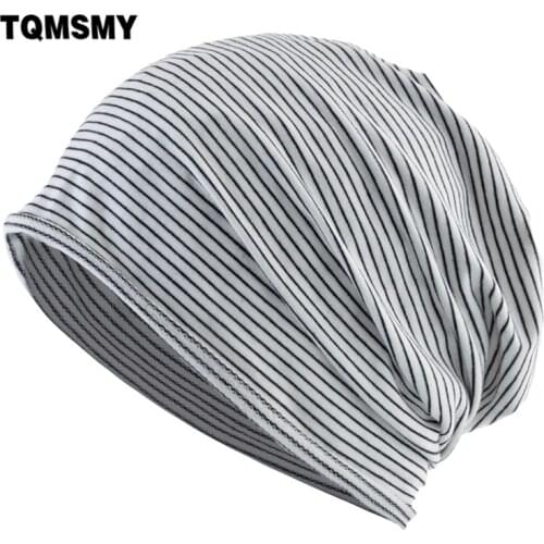 TQMSMY Striped Beanies Hat Men Women Thin One Layer Skullies Beanies Spring Summer Outdoor Casual Bonnet Gorras TME182