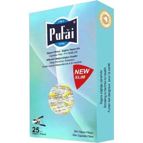 Pufai Slim Cigarette Filters Tar Blocker Compatible 5mm 6mm 25 Pieces 1 Box Turquoise
