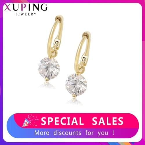 Xuping Fashion Popular Design Style Jewelry Light Yellow Gold-color Eardrops Long Lovely Earrings with High Quality 99036