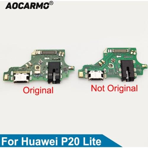 Aocarmo USB Charging Port Charger Dock Connector Mic Microphone Headset Audio Jack Flex Cable Circuit Board For Huawei P20 Lite