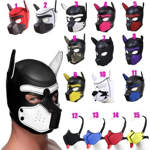 16Style Puppy Play Dog Hood Mask,Bdsm Pet Roleplay Party Pup Mask,Removable Nose,Fetish Slave Bondage Erotic Hood Couple Sex Toy