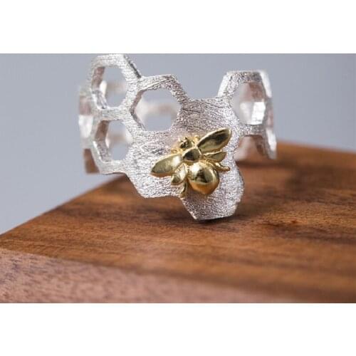 925 Silver Ring Female 2020 New Fashion Personality Ins Tide Cold Breeze Niche Design Bee Open Ring