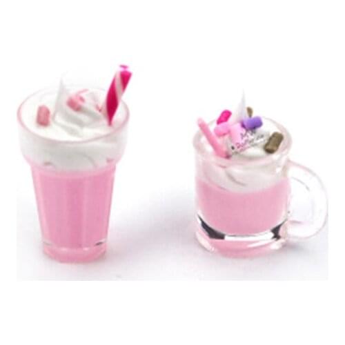 ZOCDOU 1 Piece Simulation Mini Strawberry Milkshake Small Statue Little Figurine Crafts Figure Ornament Miniatures