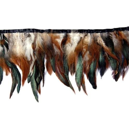 10Meters/Lot Natural Cocktail Feathers Fringe Trims Ribbon Pheasant Feathers Trim Rooster Feathers for Clothes Plume Decoration