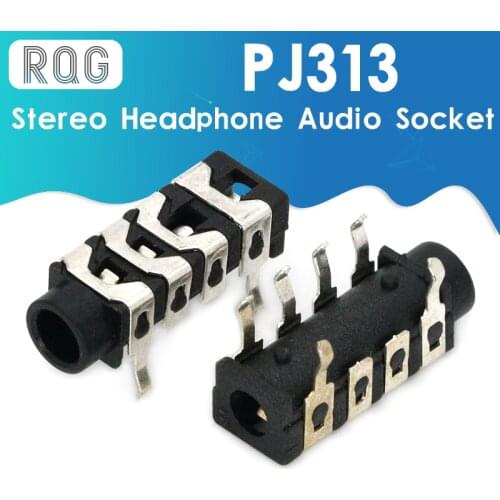 100Pcs 3.5mm 6Pin Stereo Headphone Audio Jack Earphone Socket Audio Socket PJ313 The 4 Section Of the 6 pin