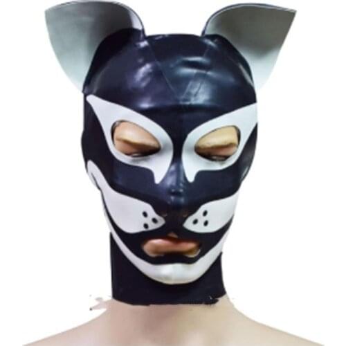 100% Latex dog Mask Halloween hood Rubber face mask latex gear for party
