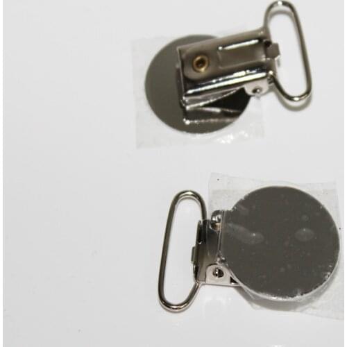 30 pcs/lot 2.5cm 1'' Metal Round suspenders Garment clips Hardware Accessories Ribbon Craft Sewing Tool Plastic tooth clip