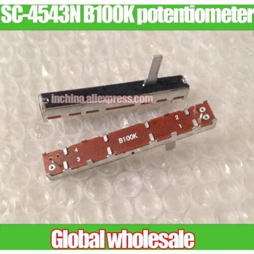 4pcs 60mm SC-4543N B100K-15MM straight slide potentiometer / single joint fader handle high 15MM