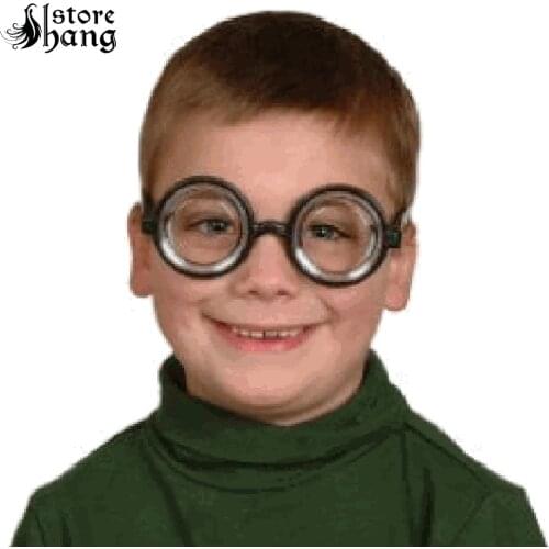 4 Pack Geek Nerd Thick Bottle Round Glasses For Party Circular Mad Scientist Nerd Glasses Halloween Costume Dress Up Accessories