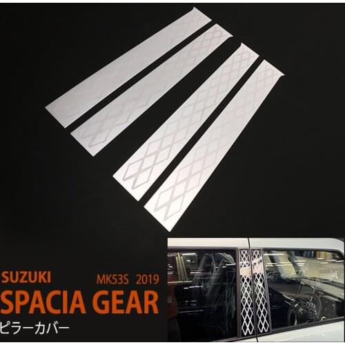 4PCS High Grade SUS304 Car Window Pillar Cover for SUZUKI SPACIA GEAR MK53S Chrome Car Exterior Trim