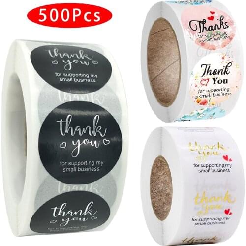 500Pcs Vintage Kawaii Aesthetic Thank You Sticker Packaging Support My Your Small Business Travel Journal Seal Label Scratch Off