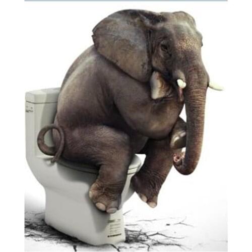 5D DIY Full Round/Square Diamond Painting Elephant 3D Embroidery Cross Stitch Toilet Rhinestone Mosaic Home Decor Art Yy73