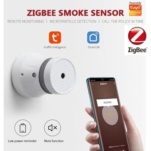 Tuya Zigbee Smart Smoke Detector Sensor Security Alarm Smoke Alarm Fire Protection Smart Sensor Work With Smart Life/Tuya App