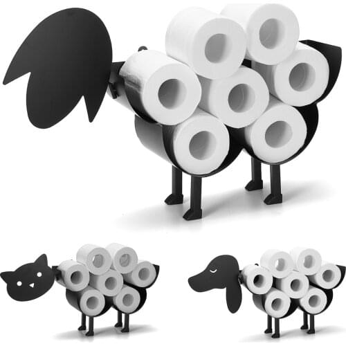 Toilet Paper Holder - Free-Standing Bathroom Tissue Storage Toilet Roll Holder Paper Bathroom Iron Storage Sheep/Cat/Dog Decor