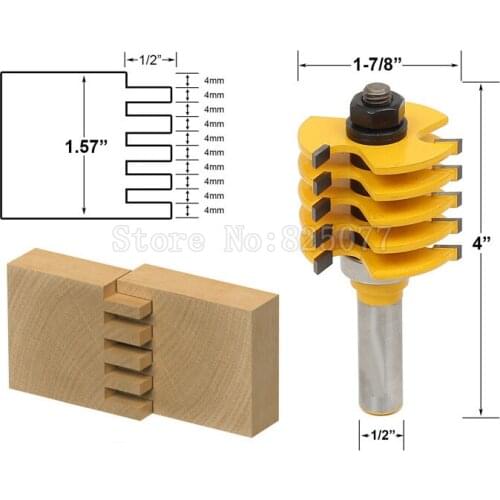 1pcs Woodworking DIY Tools Router Bit Adjustable 5 Blade - 3 Flute - 1/2" Shank For Wood Cutter Tenon Cutter JF1477