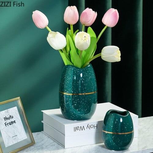 Wave Point Ceramic Vase Plant Pots Decorative Green Flower Arrangement Living Room Decoration Modern Porcelain Flower Vases