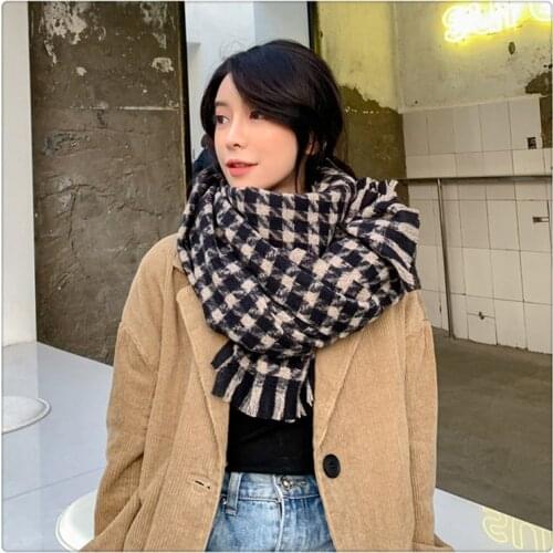KOI LEAPING new women fashion Houndstooth scarf decoration soft and comfortable scarf gift headband quality shawl