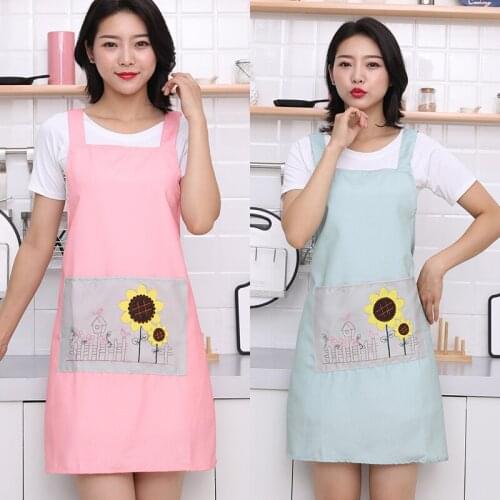 Summer office small fresh cotton cloth apron shoulder straps single layer breathable not waterproof
