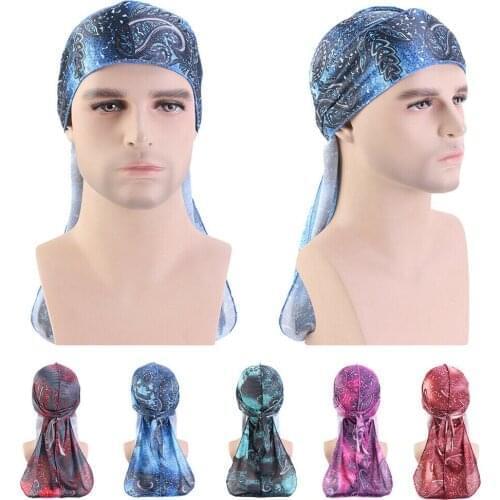 Fashion Unisex Women Men Durags Bandanna Turban Wigs Pirate Hat Headwear Printed Headwrap Long Tail Hip-hop Bonnet Beanies New