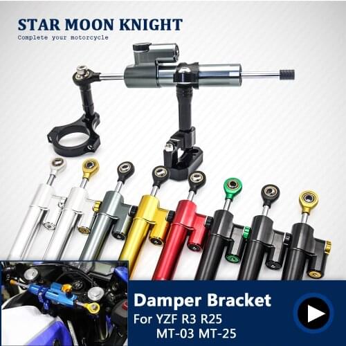 Motorcycles CNC Aluminum Adjustable Steering Stabilize Damper Bracket Mount Kit For YAMAHA YZF R3 YZFR25 MT-03 MT-25