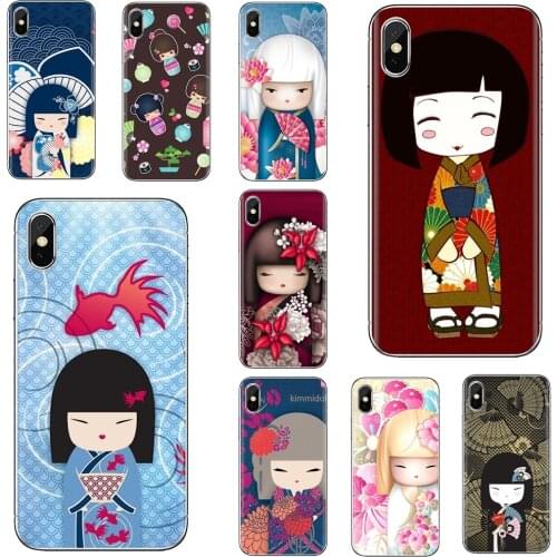 For Samsung Galaxy A10 A30 A40 A50 A60 A70 a12 a31 a41 a51 a71 a20e a21s M30 kawaii Japanese Kokeshi Doll Soft TPU Phone Case