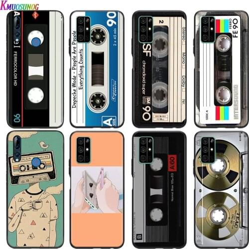 Soft Black Cover Classical Old Cassette tape For Honor 30 30S V30 V20 9N 9S 9A 9C 20S 20E X10 20 7C Lite Pro Plus Phone Case