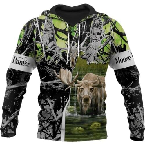 2020 New Hoodie Beutiful moose hunting camo 3D printed Hooded Sweatshirts Unisex Casual streetwear Hoody Wholesale and retail