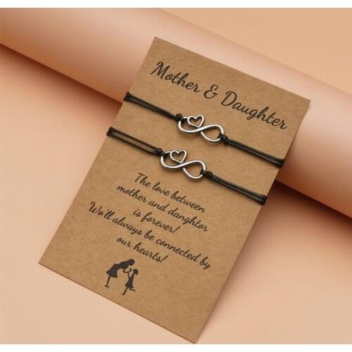 New Mothers Day Bracelet European and American Creative Personality Stainless Steel 8-character Love Card Bracelet 2-piece Set