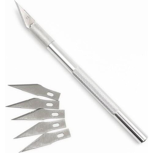 Carving Knife+6pcs Blades Non-Slip Metal Wood Scalpel Knife Tools Kit Cutter Engraving Craft Knives Sculpture DIY Hand Tool