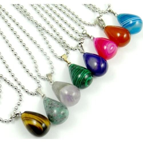 Natural stone Turquoises lapis Quartz Crystal tiger eye Opal Water Drop Pendant for diy Jewelry making necklace Accessories