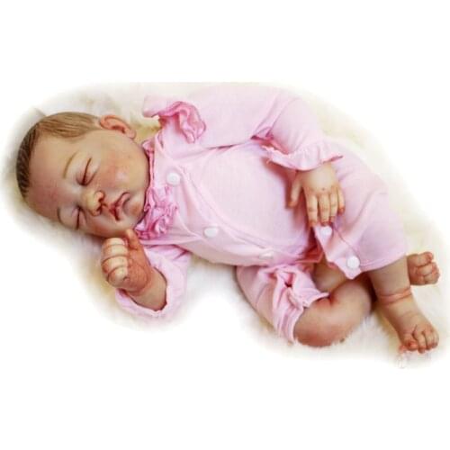 20 Inches Cute Newborn Baby Realistic Reborn Doll Soft Vinyl Exquisite Hand-Drawn Girl and Boy Sleeping Cute Doll