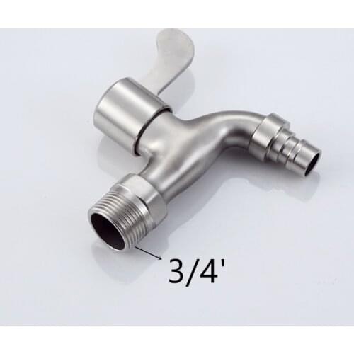 3/4' Modern Fashion Garden 304 Stainless Steel Lengthen Fast Open Faucet /Creative Handle Washing Machine Cold Water Tap