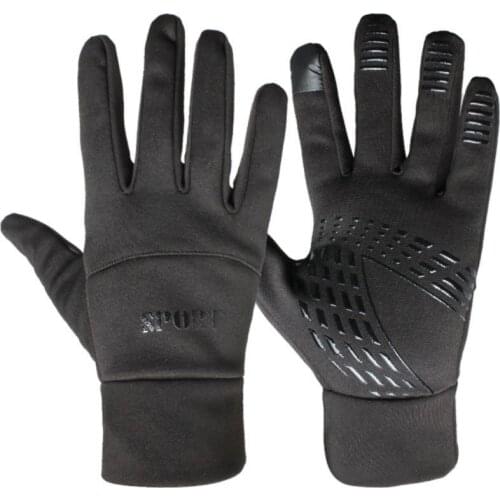 Sports fleece elastic gloves for men and women winter running full finger touch screen waterproof non-slip riding ski
