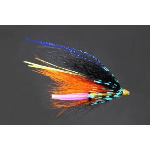 Tigofly 24 pcs/lot Beautiful Blue&Black Feather Cone Head Tube Fly Streamer Fly Salmon Trout Steelhead Fly Fishing Flies Lures
