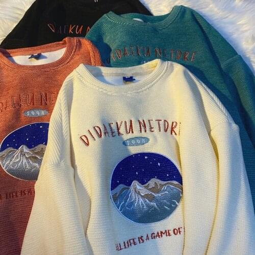 Hoodies Women Autumn Winter Vintage Loose Pullover American Fashion Letter Thickened Embroidery Mujer De Moda Streetwear Blusas