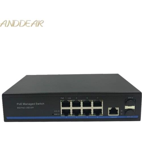 Management 8 Port 10/100/1000Mbps PoE Ethernet Switch Managed Switch With 2 Gigabit SFP Slots IGMP VLAN Management PoE Switch
