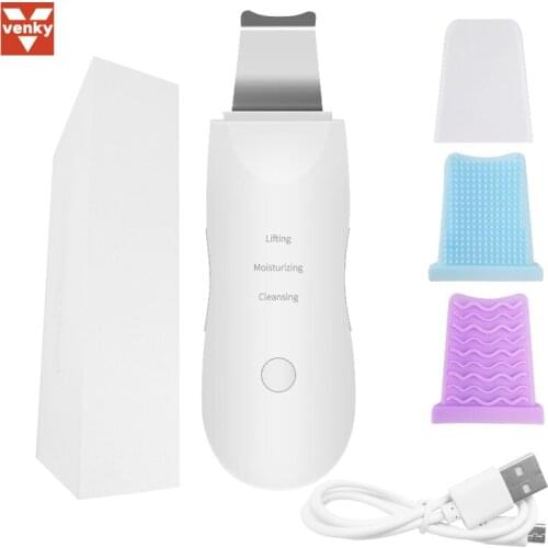 VENKY New Ultrasonic Face Cleaning Skin Care Scrubber Facial Cleaner Blackhead Acne Removal Pore Cleaner Face Lifting Massager
