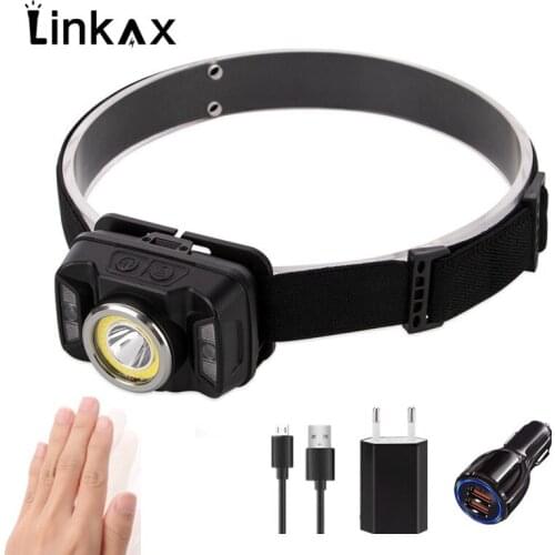 High Lumens LED Headlamp Headlight XTE+COB Head Lamp Flashlight Inductive Motion Sensor Headlight Camping Fishing Outdoor