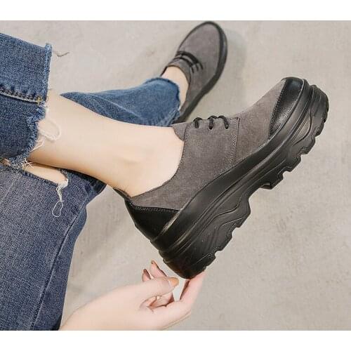 QWEDF 2019 Sneakers Women Shoes Flats Casual Height Increasing Shoes Platform PU Leather Woman Breathable black Shoes F4-35