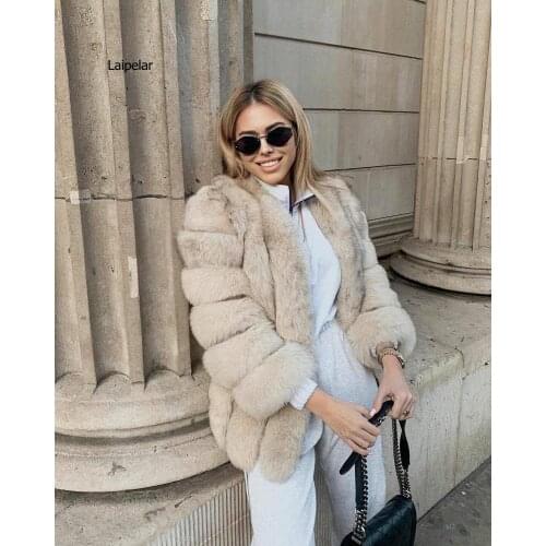 Winter thicken warm Stand Colla faux fur coat women Warm Coat Winter Thick Long-Sleeved Clothes Plush Thick Outwear